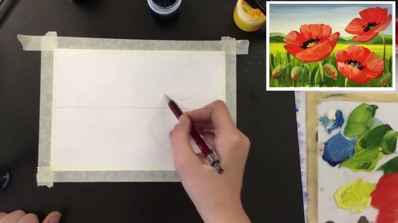 Step 1: Step 1: Sketch the Poppies