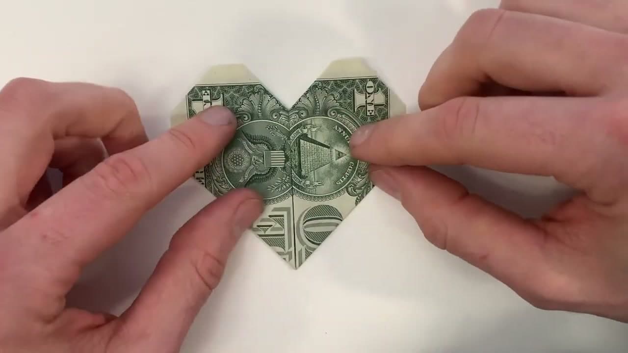 Step 7: Flip the Folded Dollar Heart Over - How to Fold Money Into a Heart