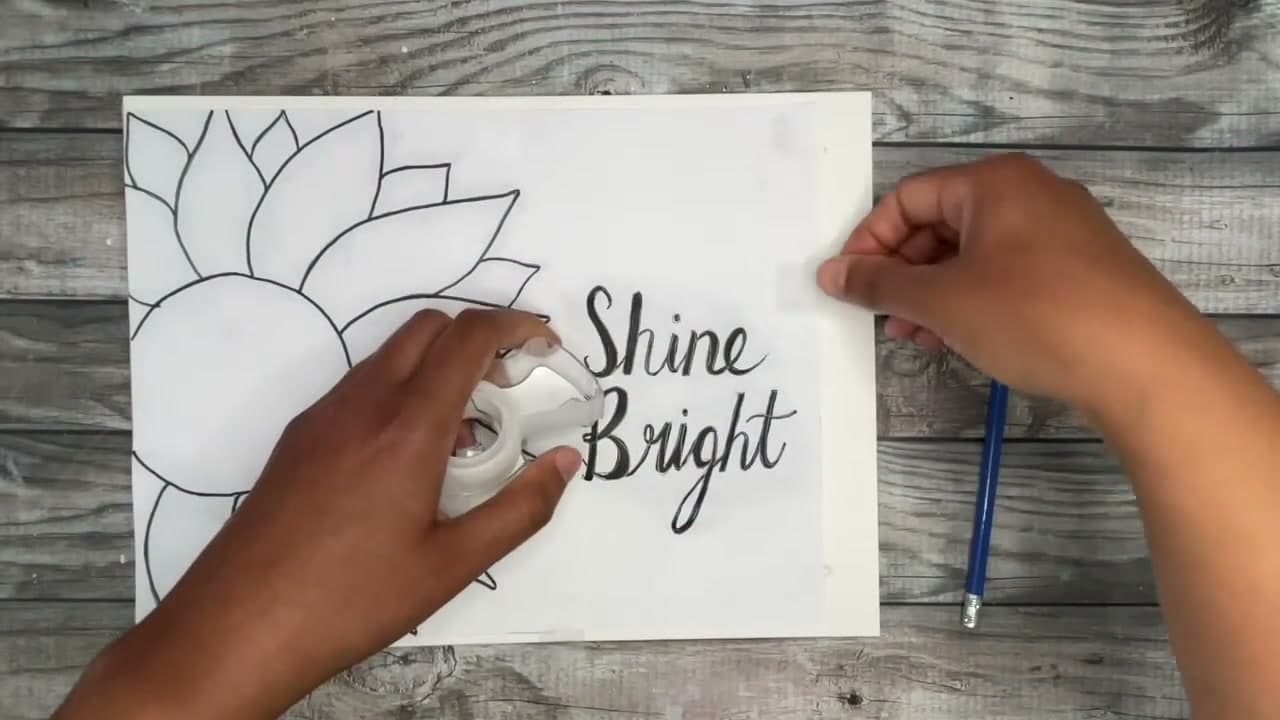 Step 7: Tape the Shaded Printout Face Up on the Canvas - How to Transfer a Sketch to Canvas (2 Easy Ways)
