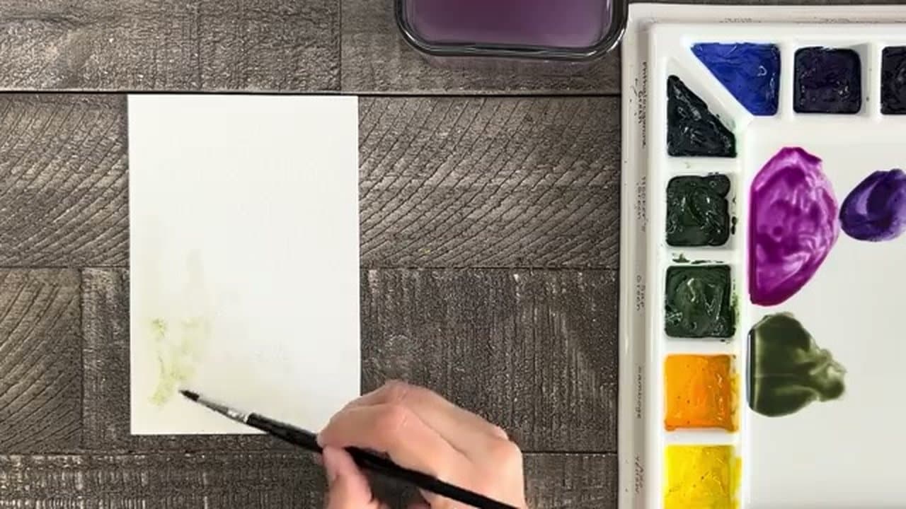 Step 5: Step 5: Card 2 - Light Wash and Purple Flowers