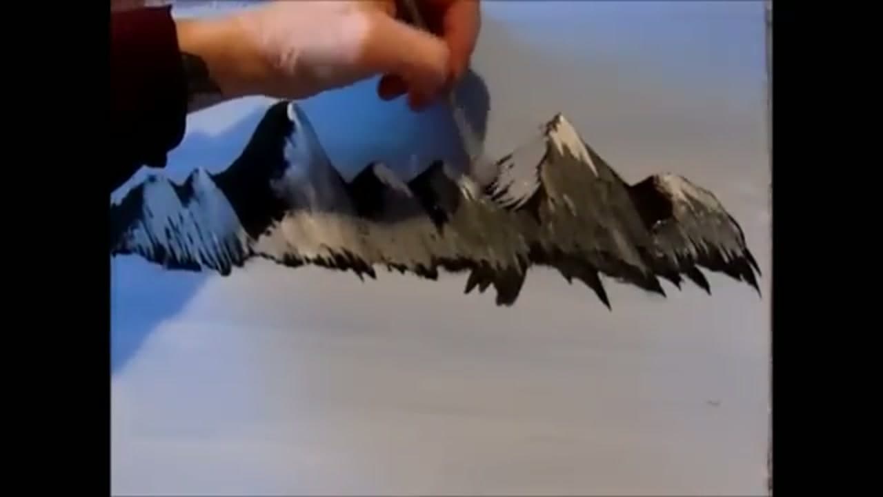 Step 6: Add Cool Blue Shadow - How to Paint Mountains with Acrylics