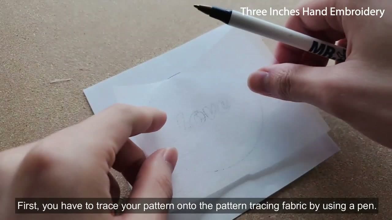 Step 6: Trace Your Design Onto Pattern Tracing Fabric (Method 4) - How to Transfer an Embroidery Pattern (4 Easy Methods)