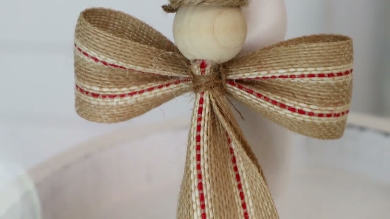 Step 10: Fold the Angel From Two Ribbon Loops - How to Make Christmas Ornaments