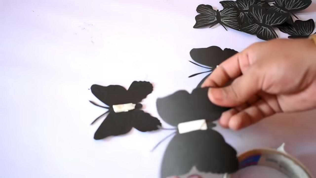 Step 7: Tape the Backs for Mounting - How to Make Paper Butterflies (Wall Decor)