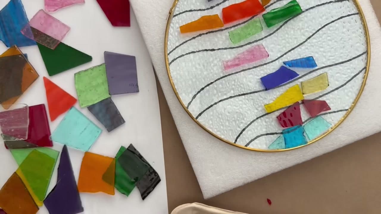 Step 4: Lay Out the Glass by Colour - How to Make a Mosaic Suncatcher