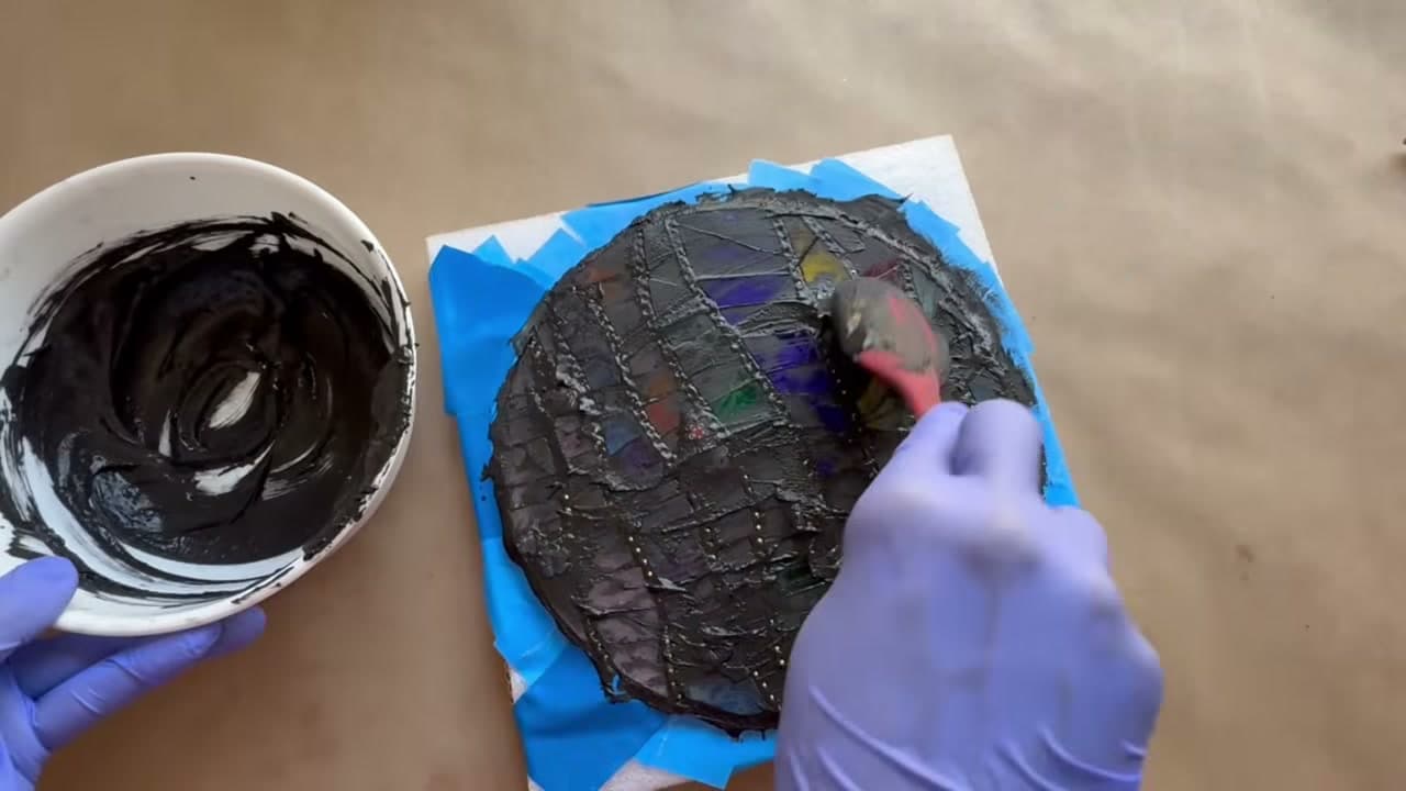 Step 9: Mix and Spread the Grout - How to Make a Mosaic Suncatcher