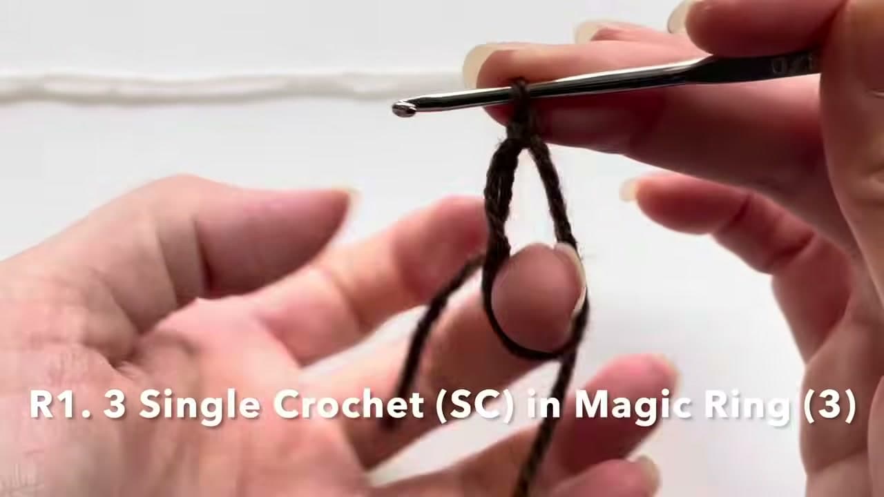Step 1: Start the Body with a Magic Ring - How to Crochet a Mini Hedgehog