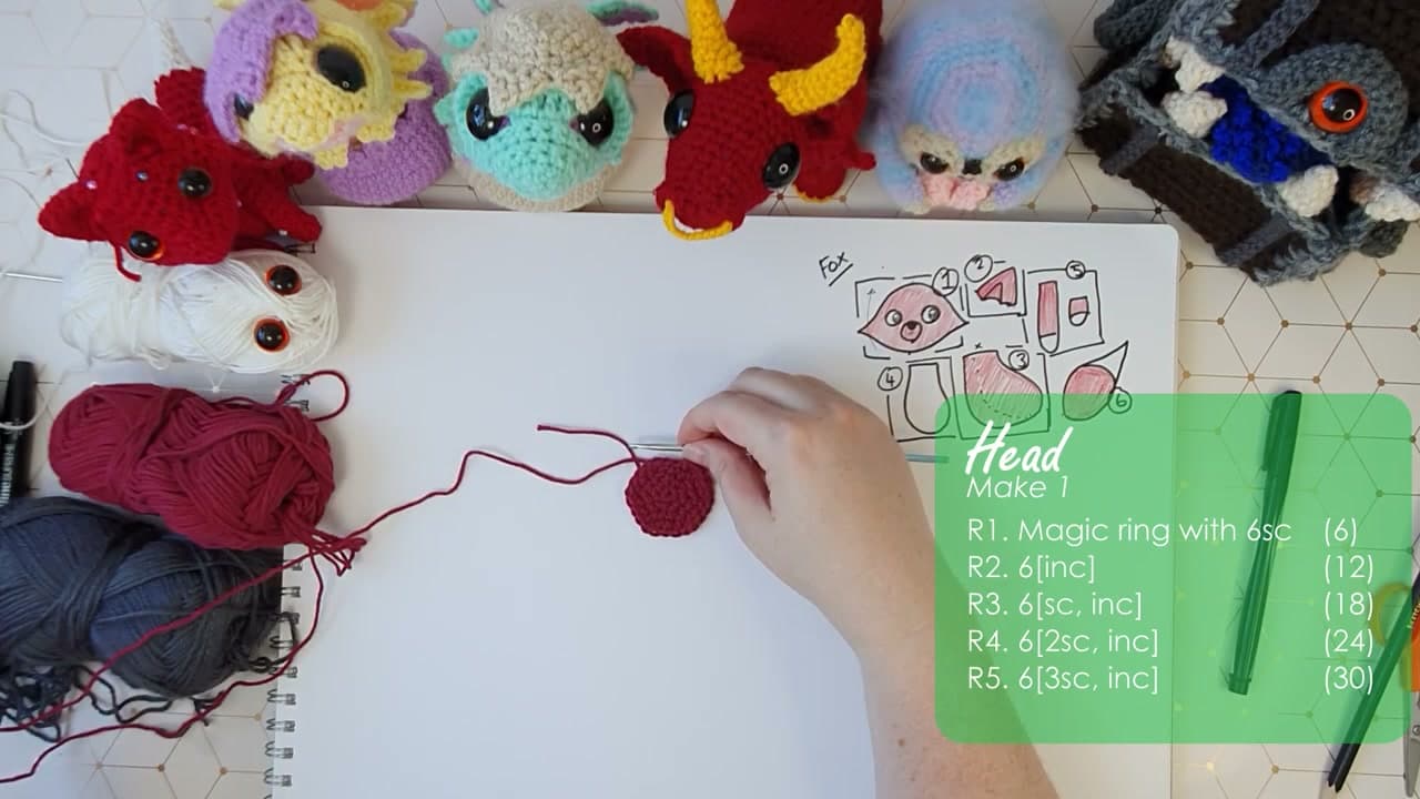 Step 1: Start the Head with a Magic Ring - How to Crochet a Fox (Amigurumi Pattern, Step by Step)