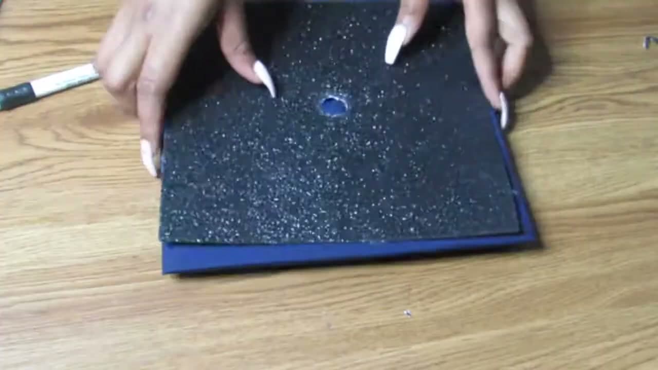 Step 4: Adhere the Cardstock to the Cap - How to Decorate a Graduation Cap: Simple DIY Tutorial