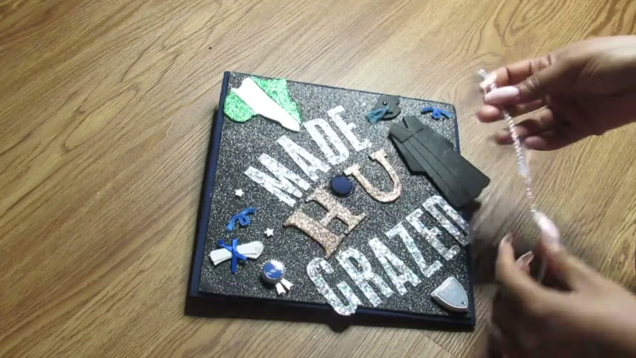 The finished result: How to Decorate a Graduation Cap: Simple DIY Tutorial