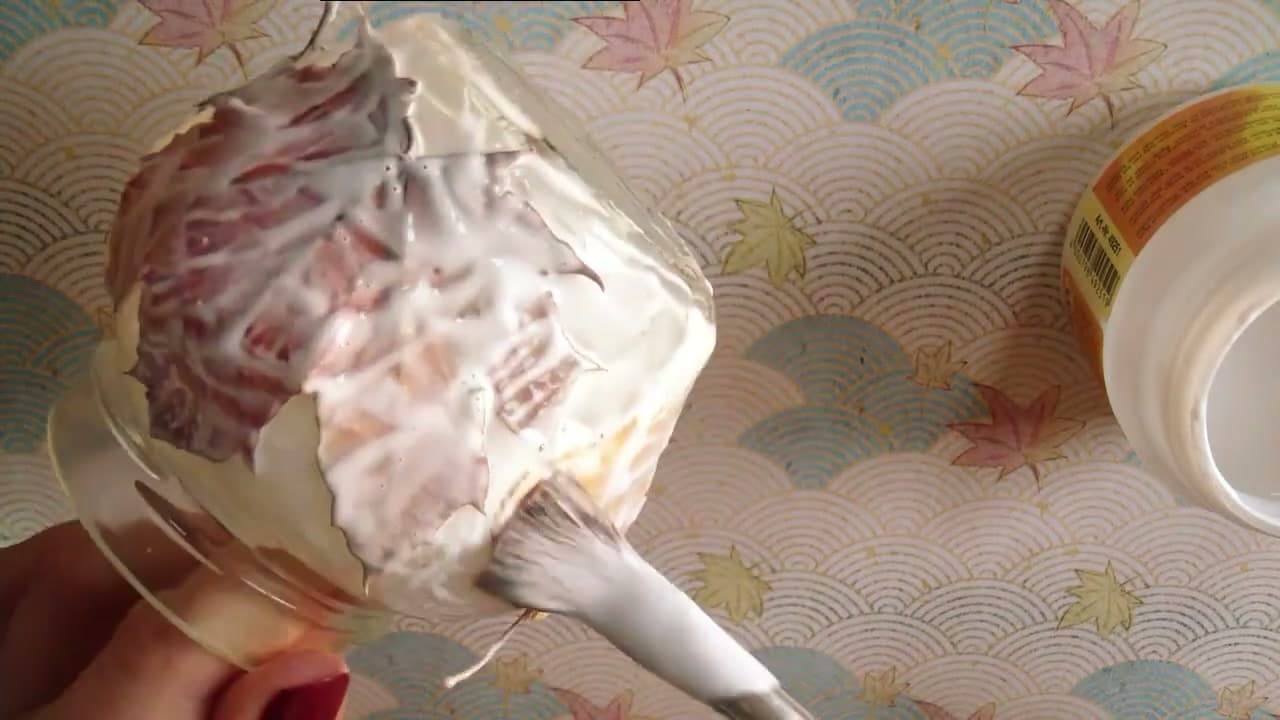 Step 6: Add the Textured Glue Layer - How to Make an Autumn Leaf Lantern