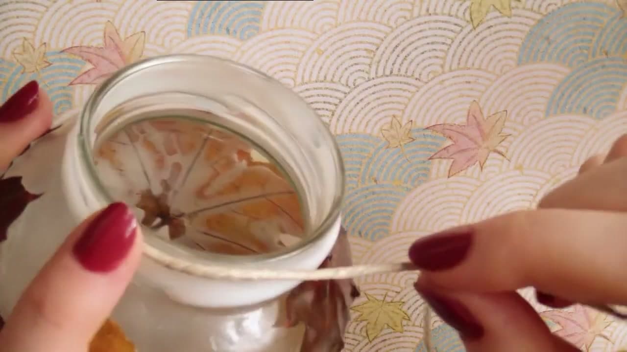 The finished result: How to Make an Autumn Leaf Lantern