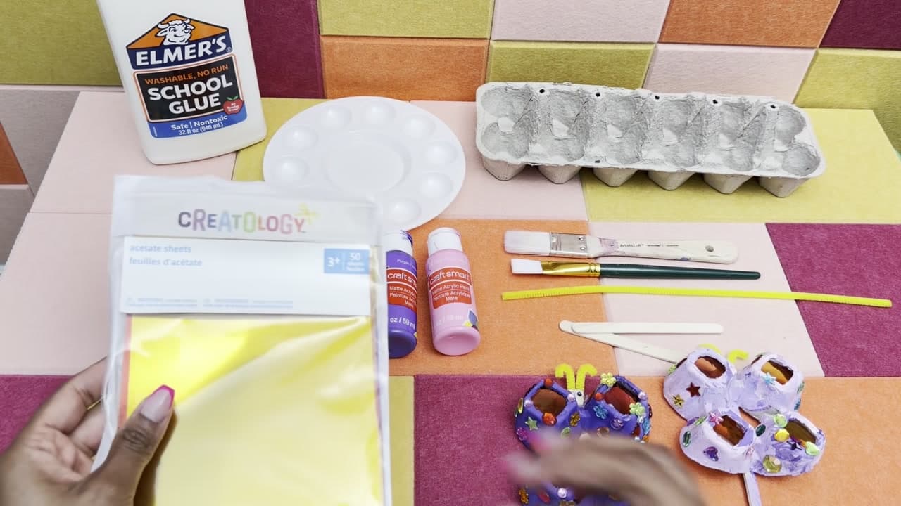 Step 1: Gather the Egg Carton Butterfly Supplies - How to Make an Egg Carton Butterfly Suncatcher