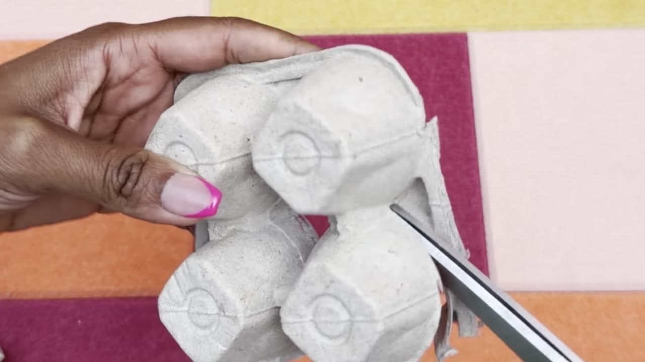 Step 2: Cut a Block of Four Cups From the Egg Carton - How to Make an Egg Carton Butterfly Suncatcher