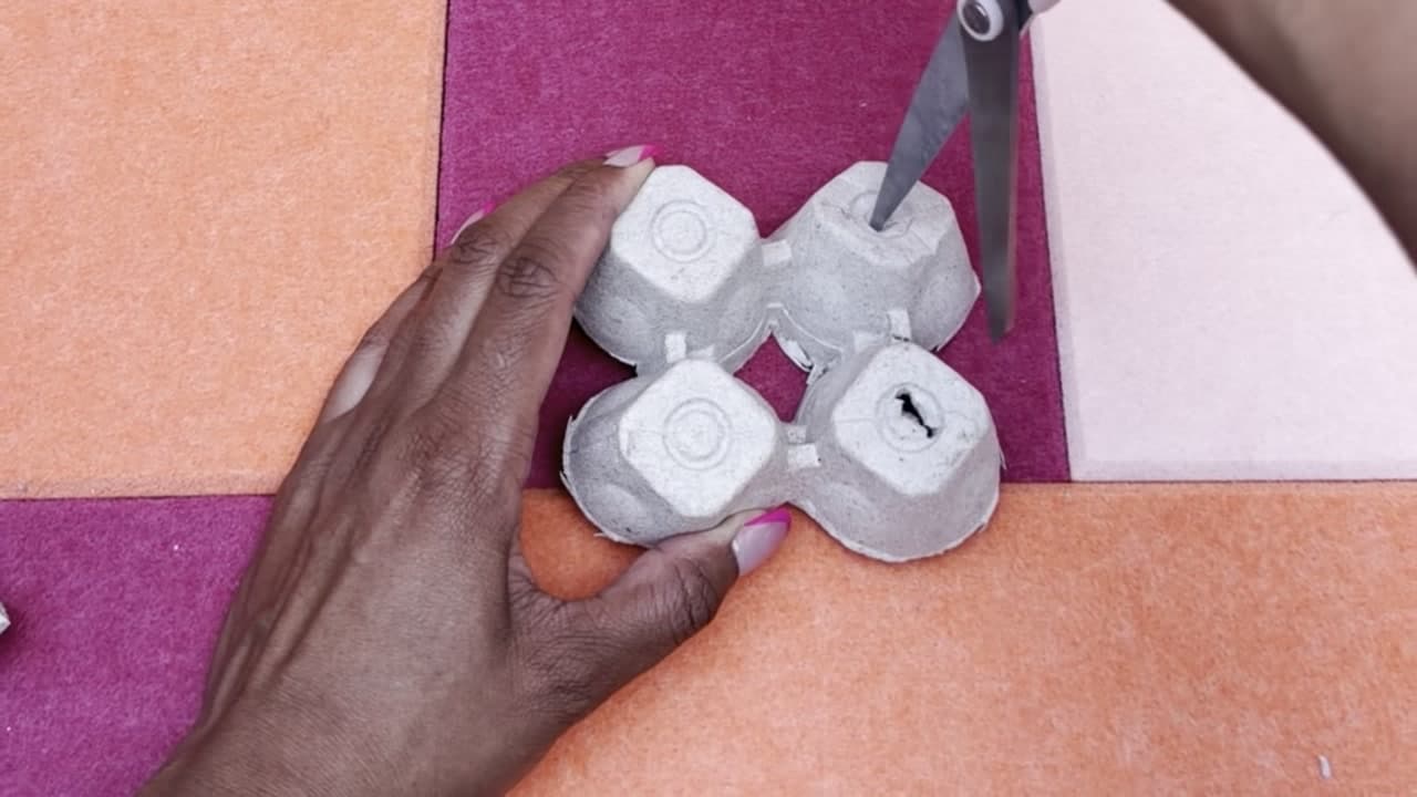 Step 3: Cut a Window in Each Egg Carton Cup - How to Make an Egg Carton Butterfly Suncatcher