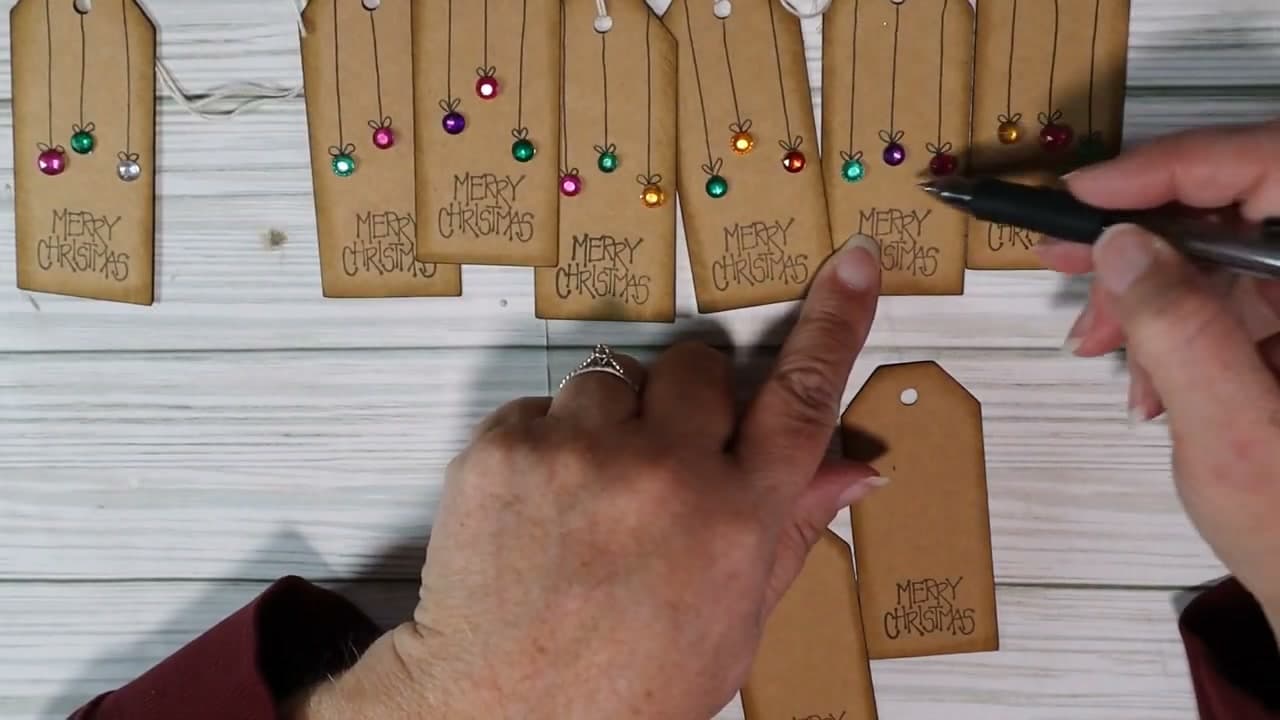 Step 4: Draw the Ornament Strings - How to Make Christmas Gift Tags