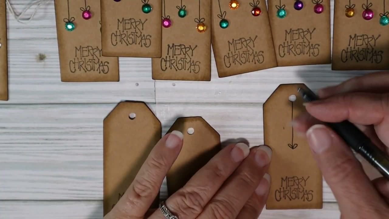 Step 5: Draw the Ornament Caps - How to Make Christmas Gift Tags
