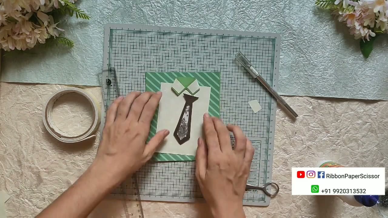 Step 9: Add the Collar and Mount the Shaker Tie - How to Make a Father's Day Tie Shaker Card
