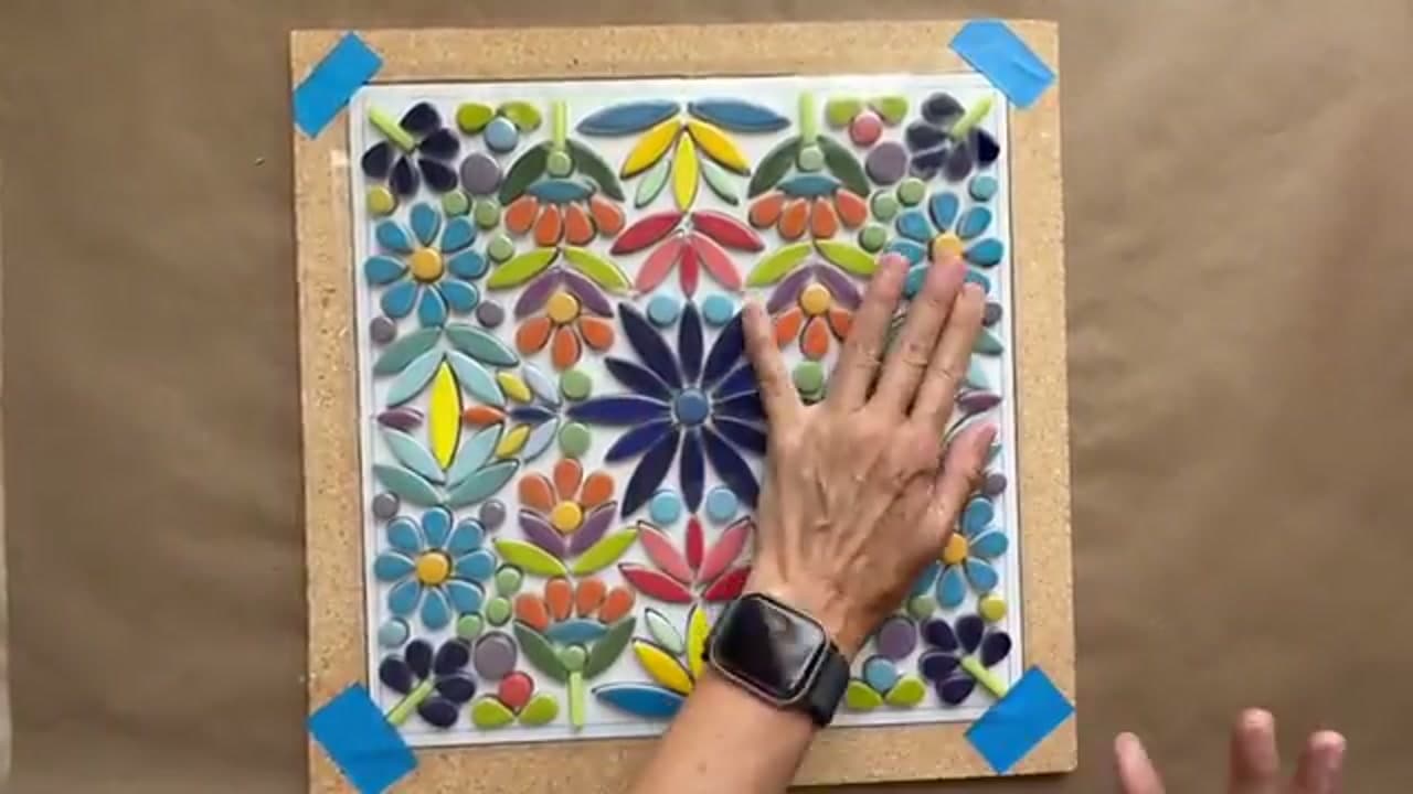 Step 1: Lay Your Tiles on the Template - How to Make a Mosaic Stepping Stone