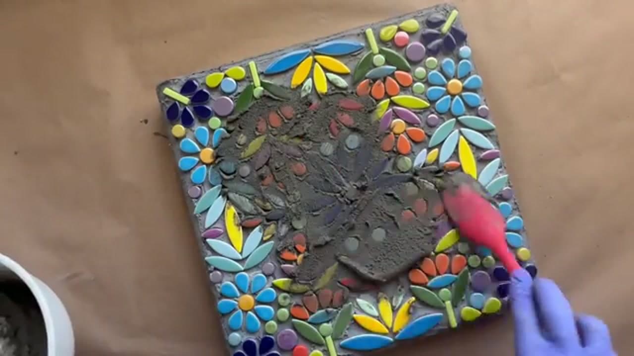 Step 7: Grout the Mosaic - How to Make a Mosaic Stepping Stone