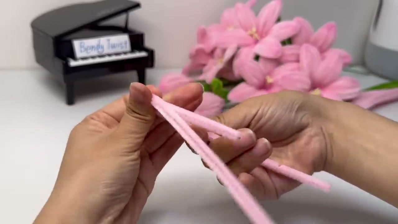 Step 1: Cut and Twist the Pink Petals - How to Make Pipe Cleaner Flowers (5 Easy Designs)
