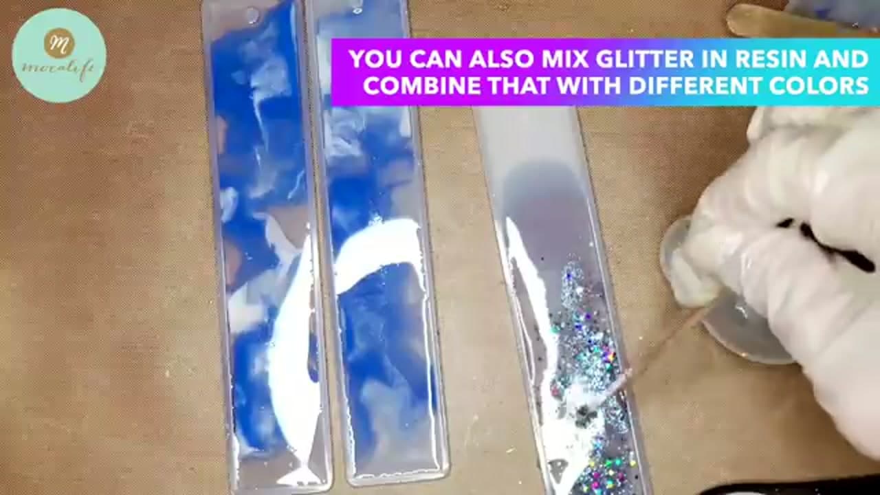 Step 5: Pour a Glitter Gradient - How to Make Resin Bookmarks (3 Easy Techniques)