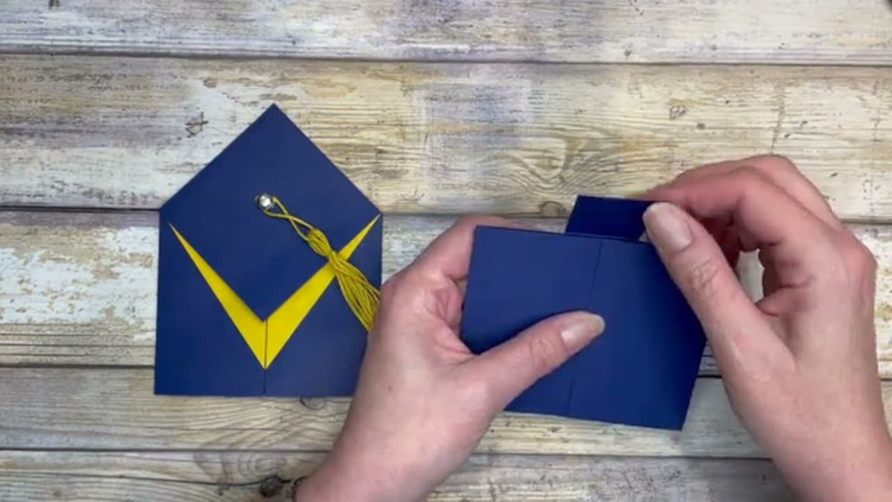 Step 3: Adhere the Pop-Up Flap to the Inside - How to Make a Graduation Pop-Up Card (Easy Fun Fold)