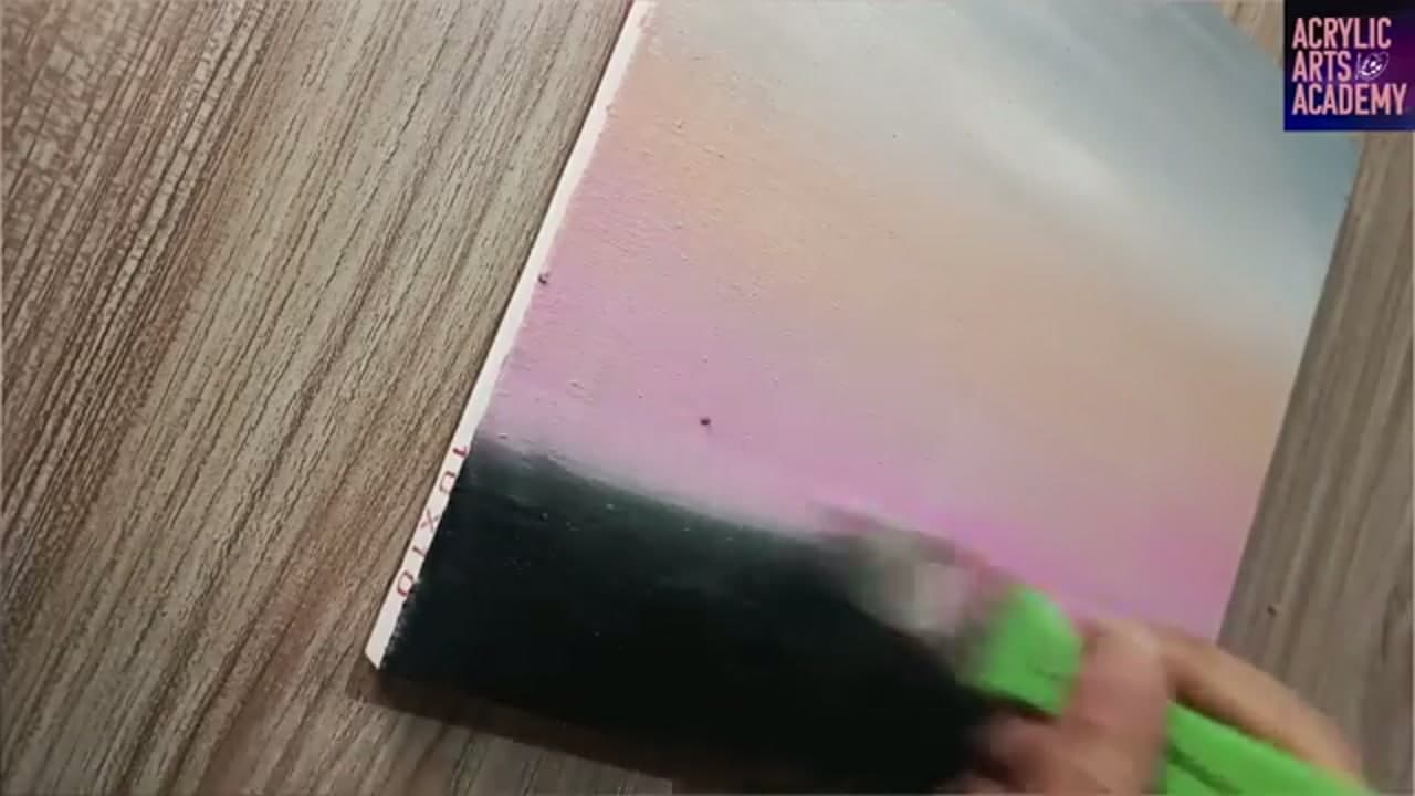Step 2: Soften the Sky Transition - How to Paint a Lavender Field with Acrylics