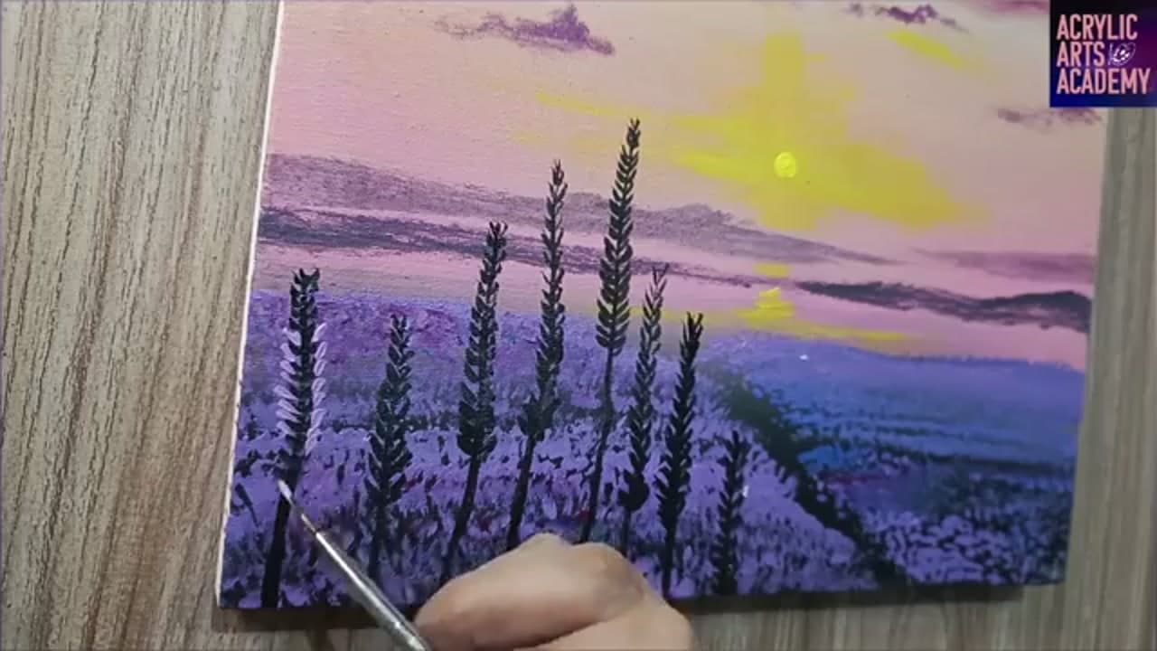 The finished result: How to Paint a Lavender Field with Acrylics