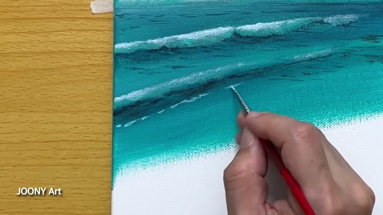 Step 5: Paint the Breaking Waves - How to Paint a Beach with Acrylics