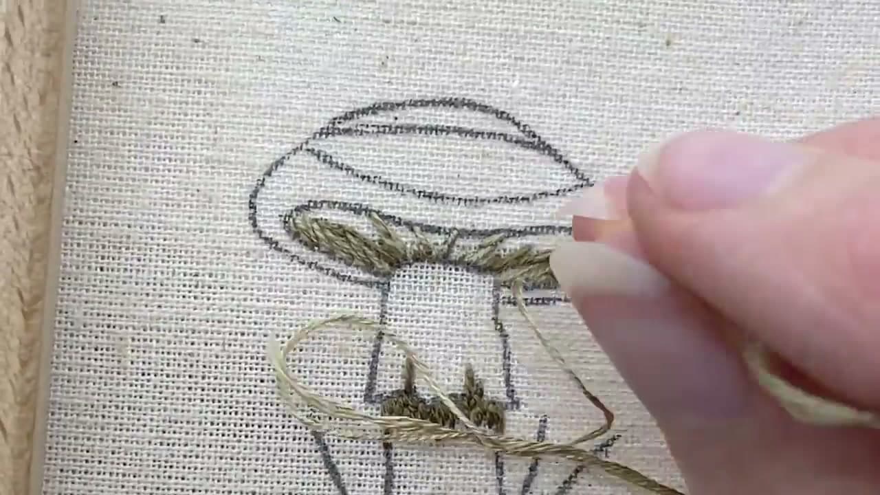 Step 3: Outline the Cap and Stem - How to Embroider a Mushroom