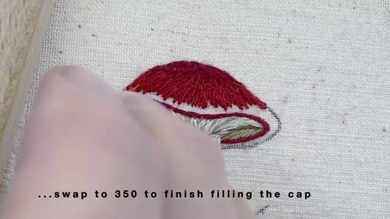 Step 5: Fill the Red Cap - How to Embroider a Mushroom