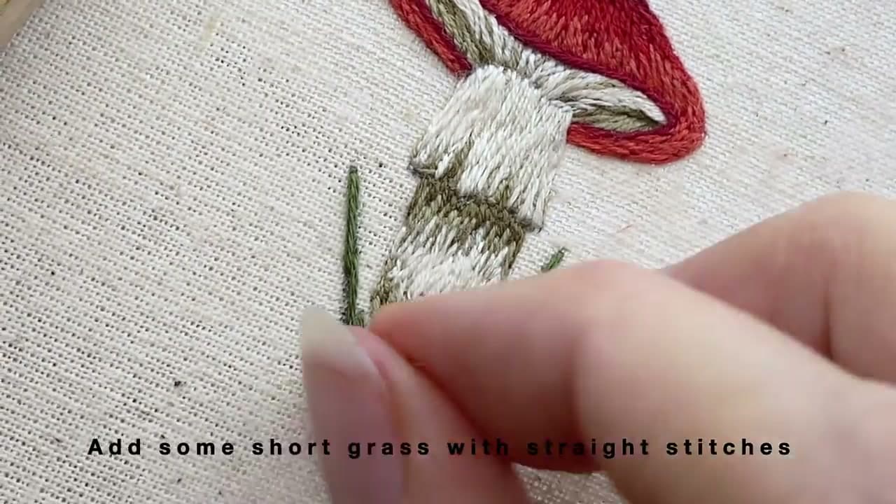 Step 6: Add the Short Grass Detail - How to Embroider a Mushroom