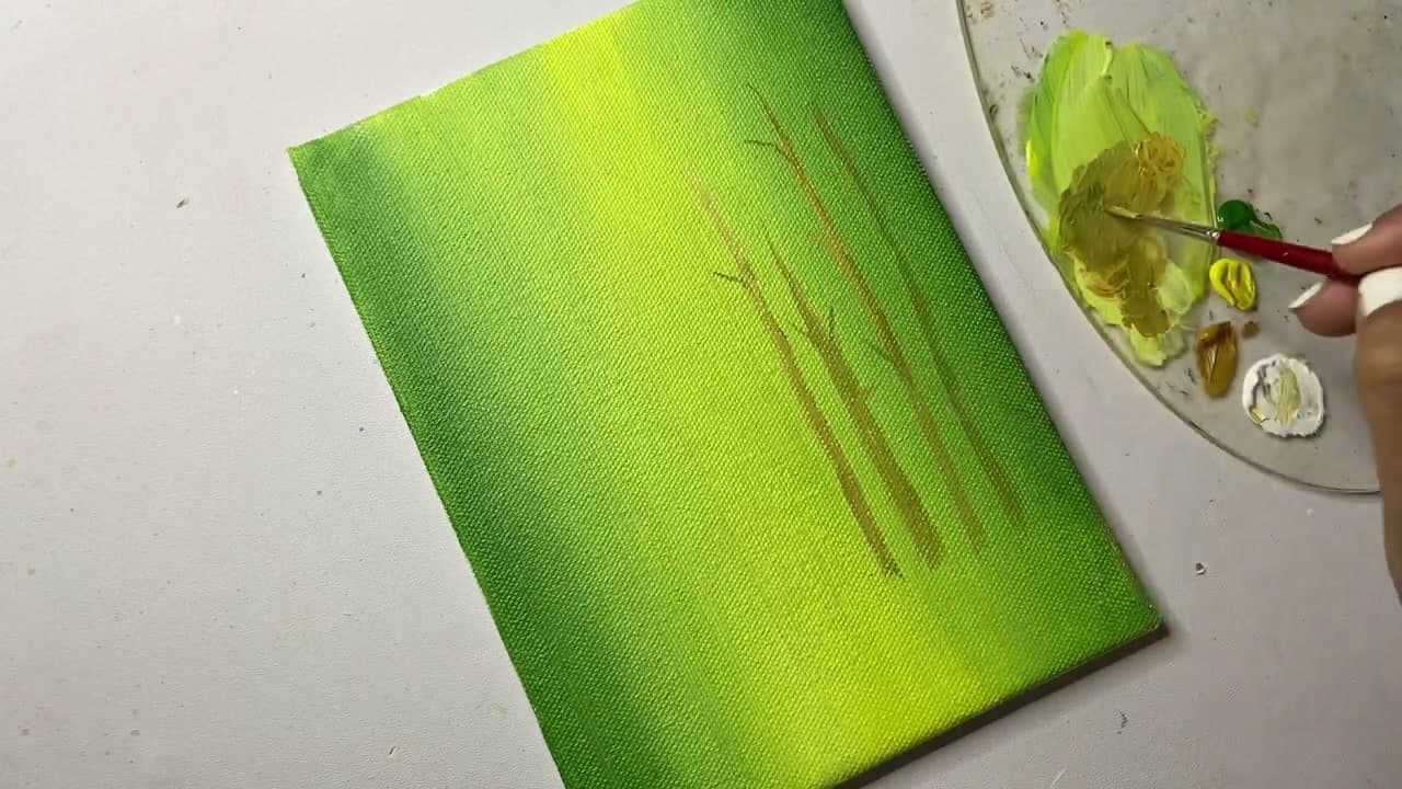 Step 3: Sketch the Distant Tree Trunks - How to Paint a Forest with Acrylics (Beginner Step-by-Step)