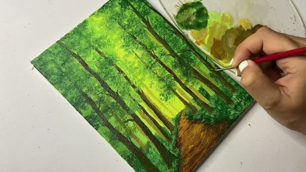 The finished result: How to Paint a Forest with Acrylics (Beginner Step-by-Step)