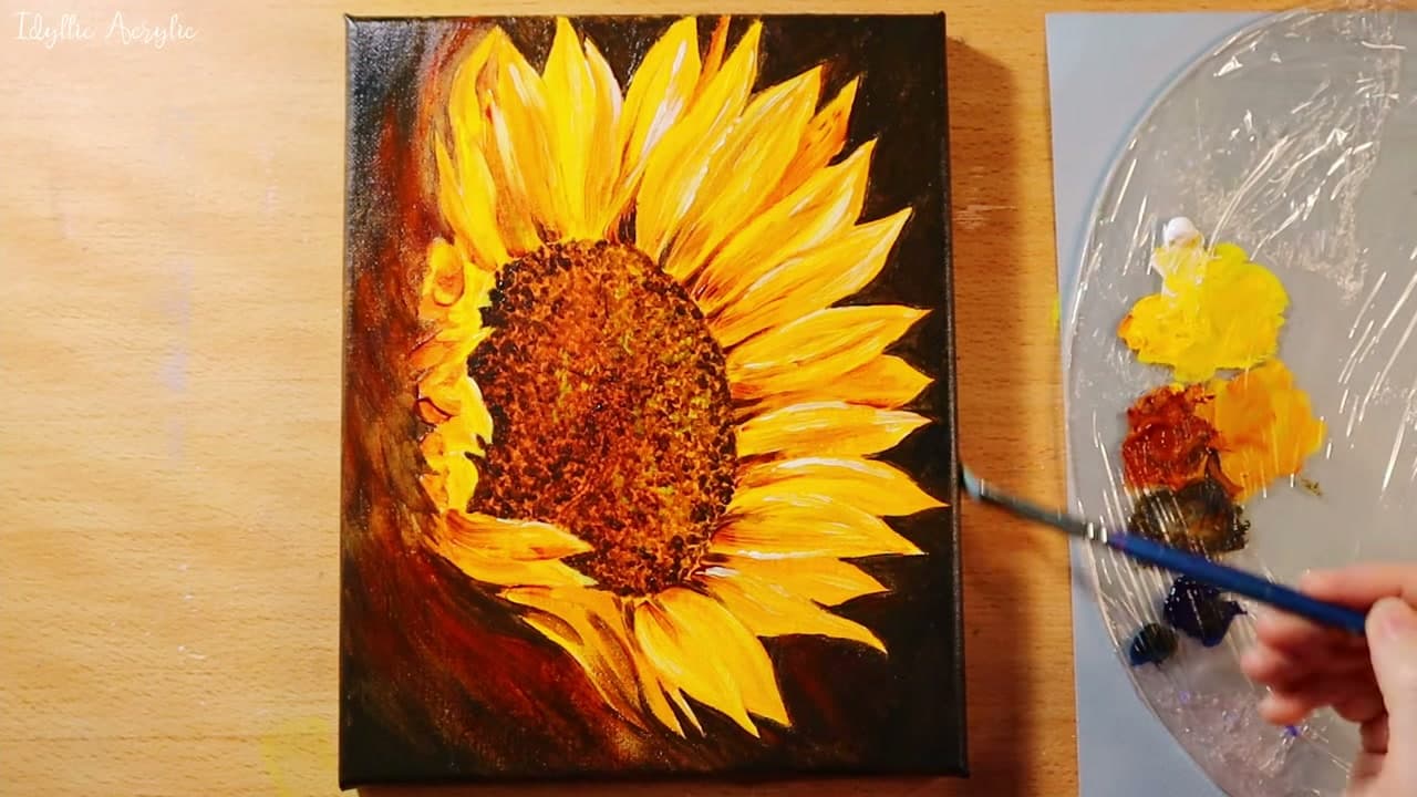 Step 5: Paint the Dark Background - How to Paint Sunflowers in Acrylic (Step by Step for Beginners)