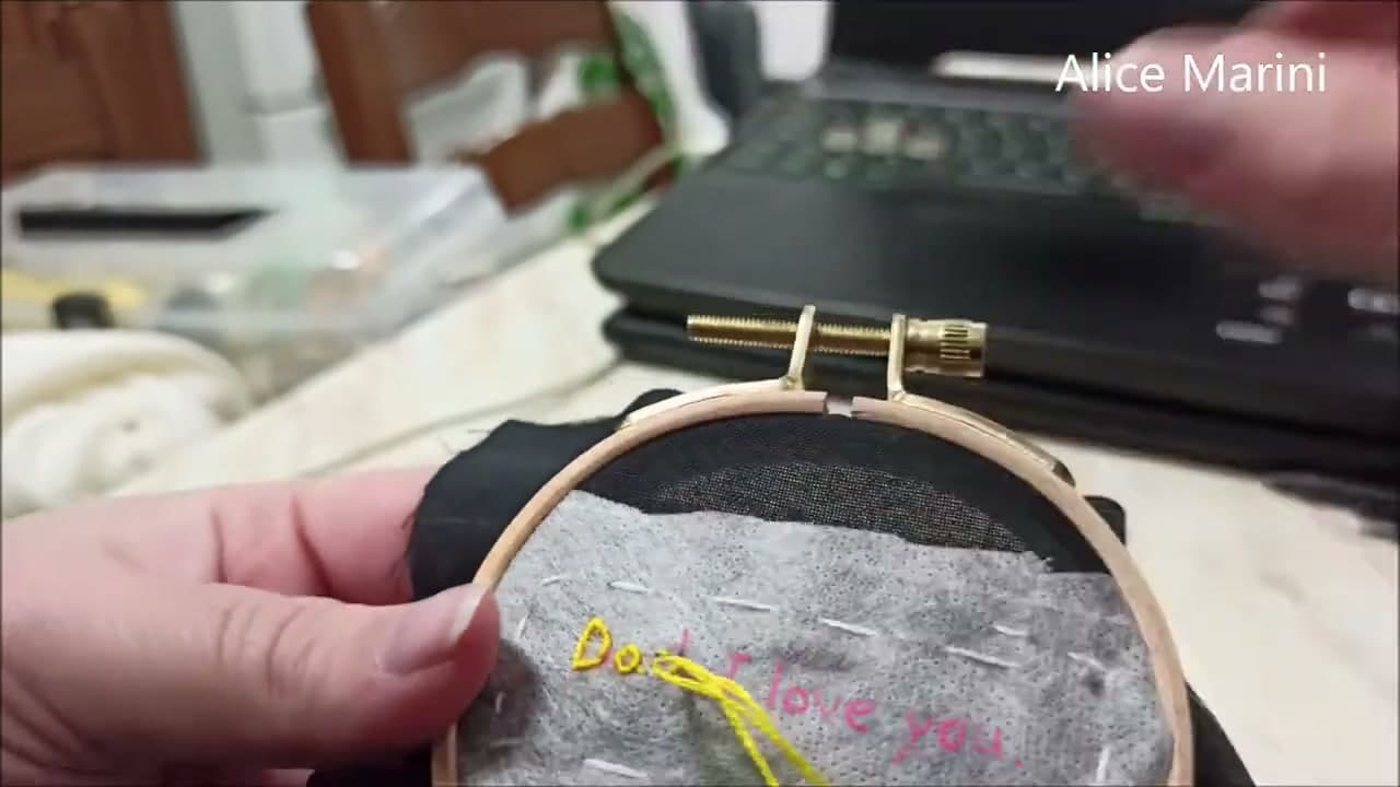 Step 5: Work Along Each Letter One Stitch at a Time - How to Make an Embroidered Father's Day Card