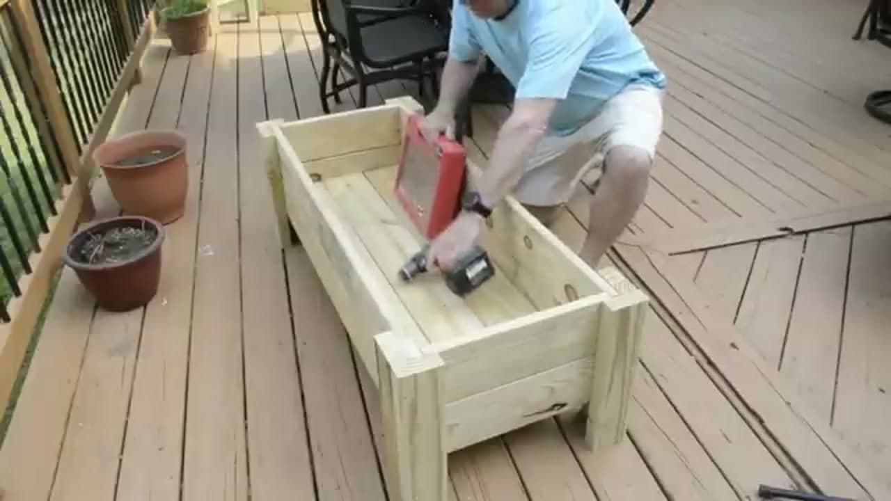 Step 8: Drill the Drainage Holes - How to Build a Wooden Planter Box (Simple Straight-Cut Build)