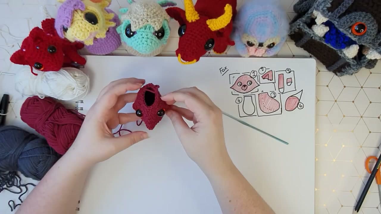 Step 3: Add the Safety Eyes and Stuff the Head - How to Crochet a Fox (Amigurumi Pattern, Step by Step)
