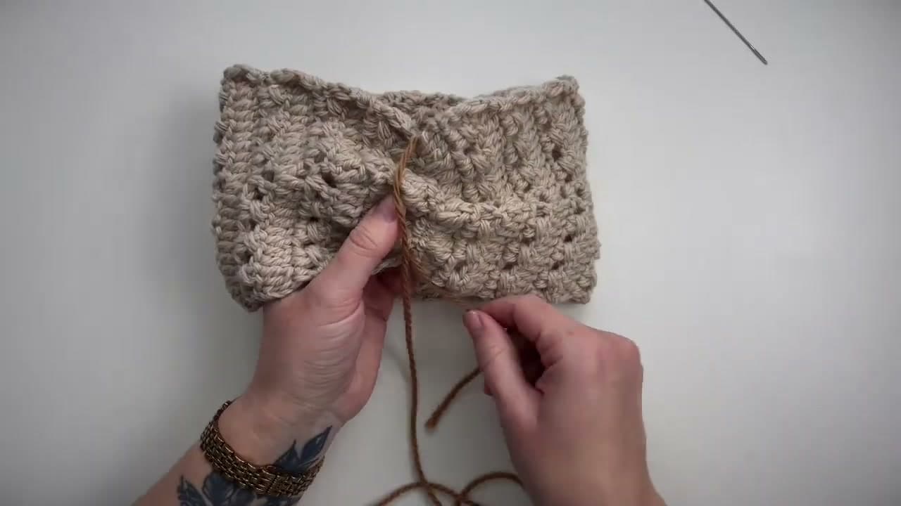 The finished result: How to Crochet a Bow Headband (Beginner Ear Warmer)