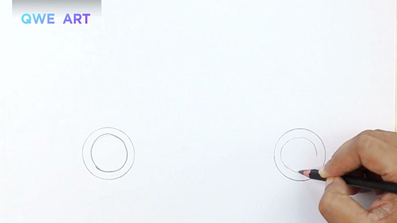 Step 1: Draw Two Wheels with Inner Tires - How to Draw a Car (Step by Step Pencil Drawing Tutorial)