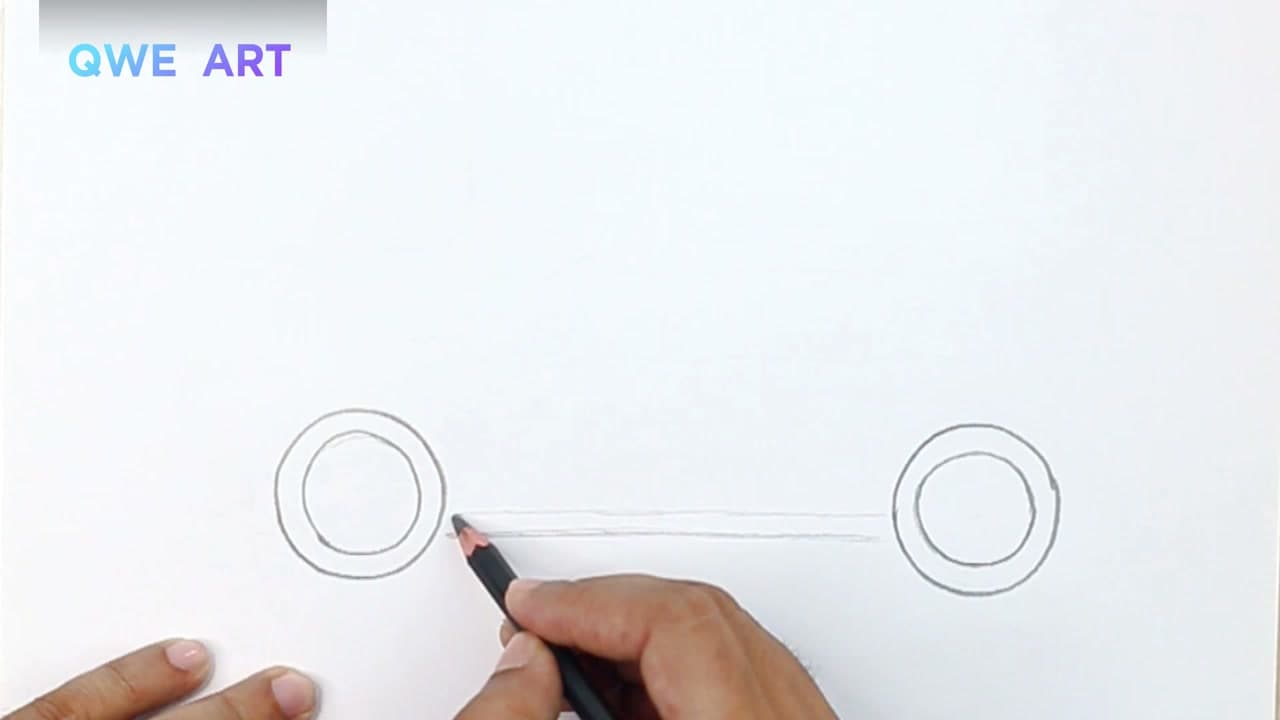Step 2: Connect the Wheels with the Chassis - How to Draw a Car (Step by Step Pencil Drawing Tutorial)