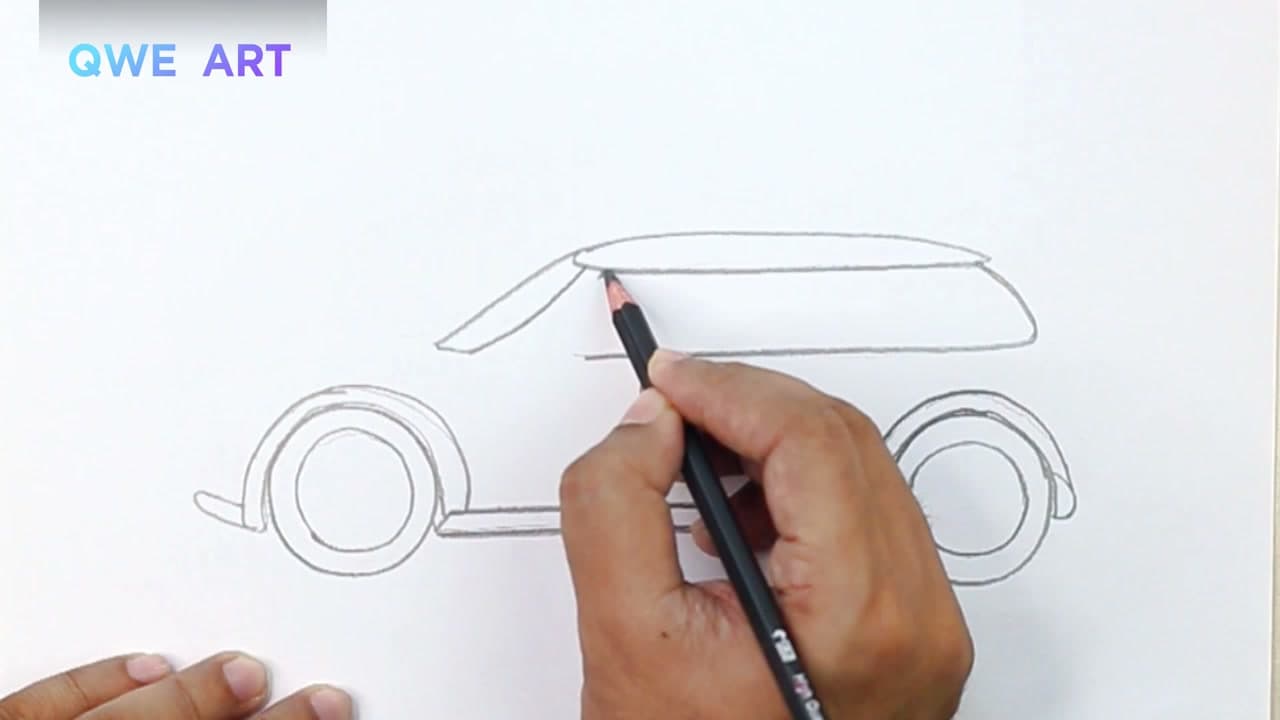 Step 4: Build the Upper Body and Roofline - How to Draw a Car (Step by Step Pencil Drawing Tutorial)