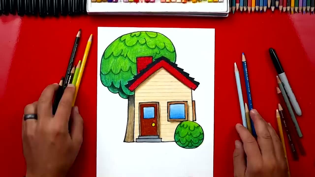 The finished result: How to Draw a House: Cartoon Cottage Step by Step