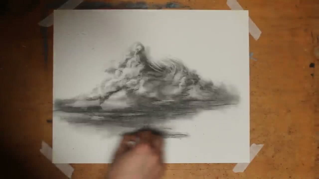 The finished result: How to Draw Clouds (Step by Step Pencil Tutorial)