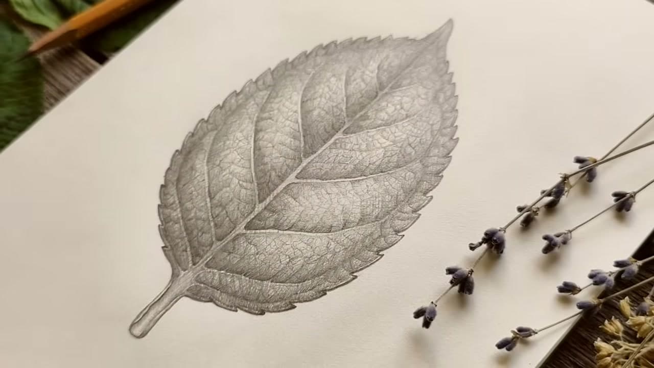 How to Draw a Leaf - Realistic Graphite Leaf in 8 Steps