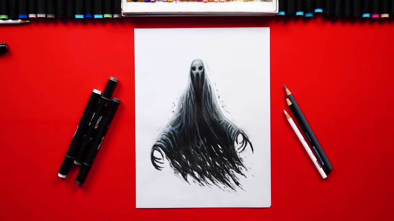 How to Draw a Ghost - Scary Shaded Ghost in 8 Steps