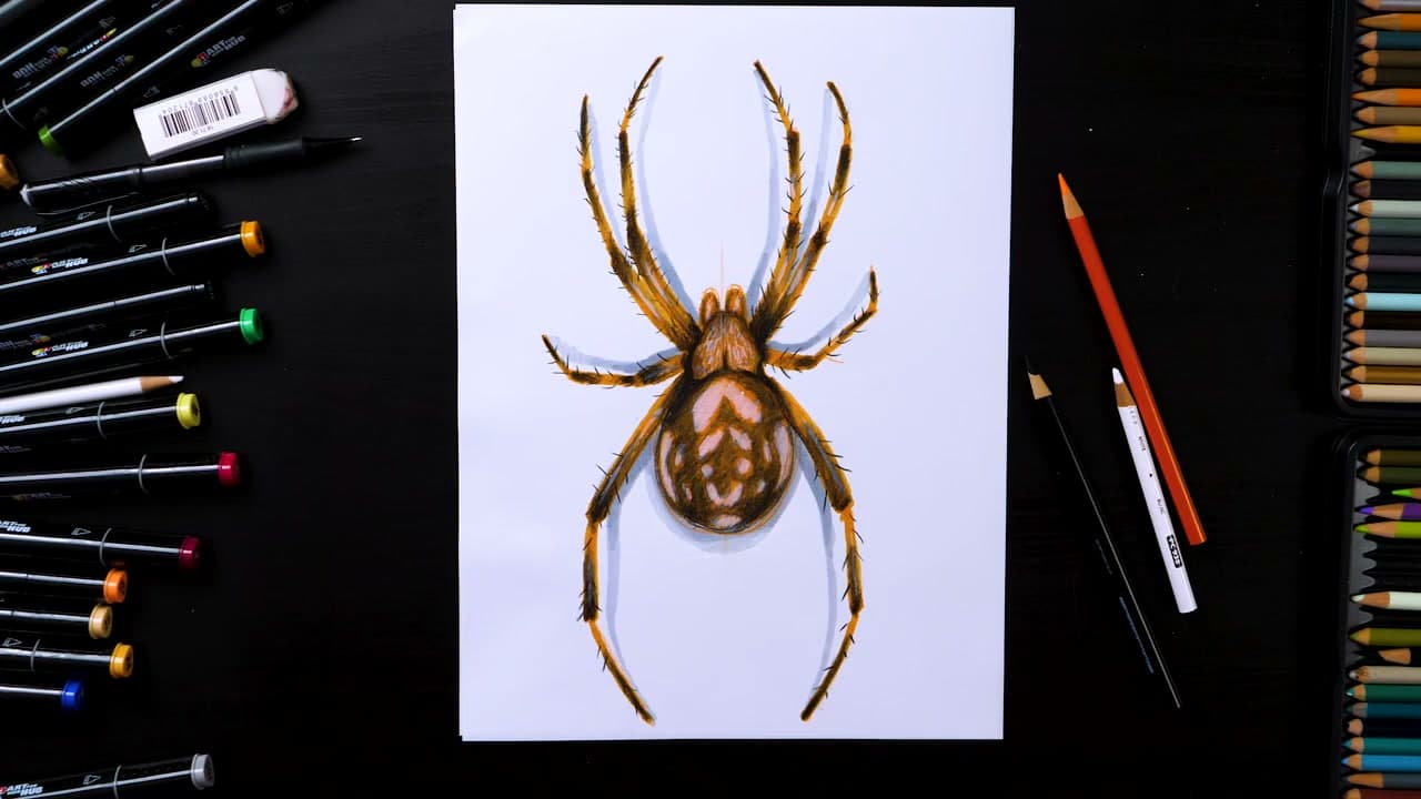 How to Draw a Spider - Realistic Orb-Weaver in 8 Steps