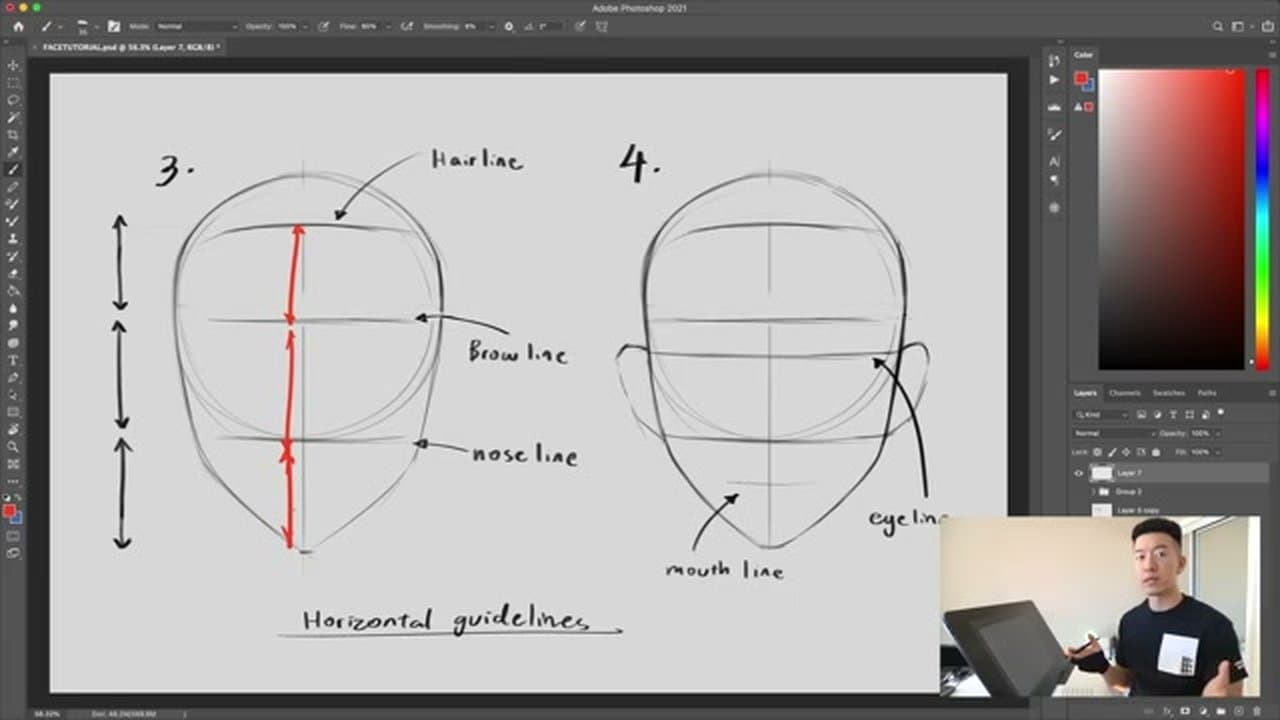 Step 3: Step 3: Mark the Hairline, Brow Line, and Nose Line