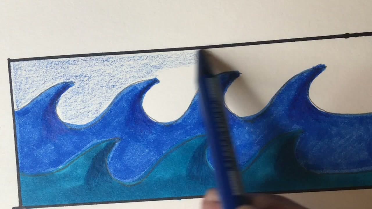 Step 6: Step 6: Shade a Soft Sky Above the Waves